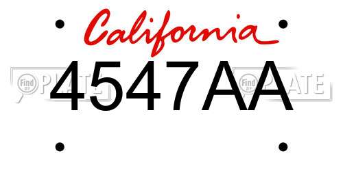 4547AA California License Plate