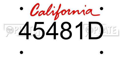 45481D California License Plate