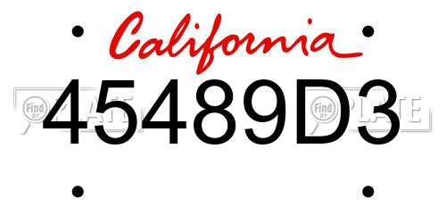 45489D3 California License Plate