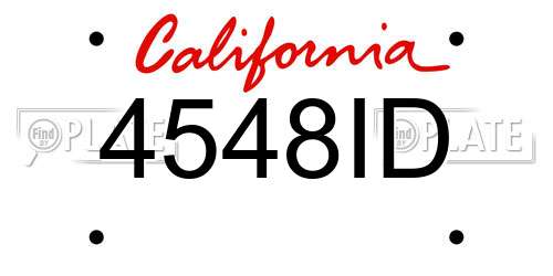 4548ID California License Plate