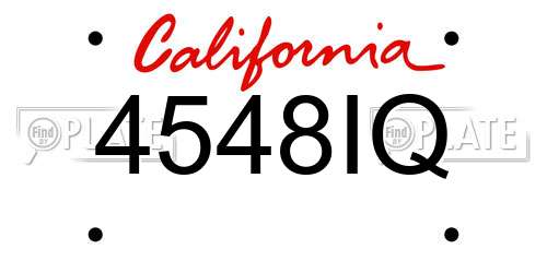 4548IQ California License Plate