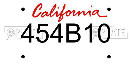454B10 California License Plate