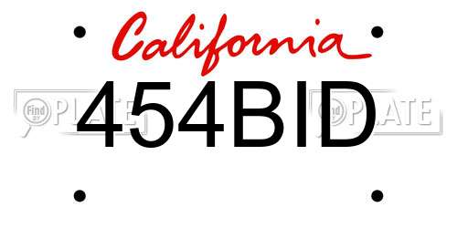 454BID California License Plate