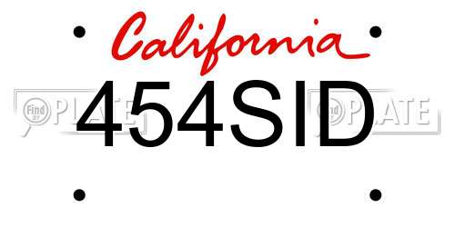 454SID California License Plate