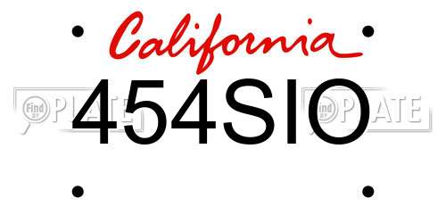 454SIO California License Plate