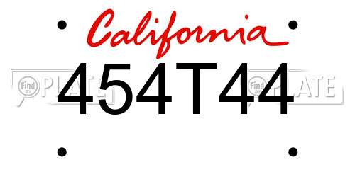 454T44 California License Plate