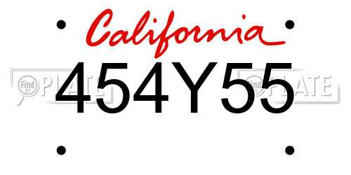 454Y55 California License Plate