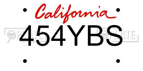 454YBS California License Plate