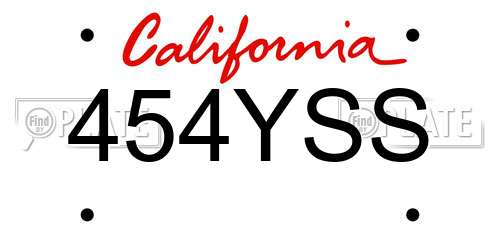 454YSS California License Plate