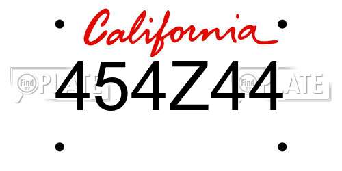 454Z44 California License Plate