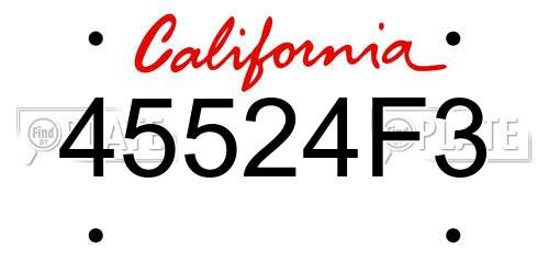 45524F3 California License Plate