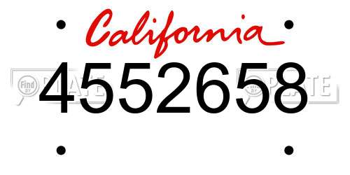 4552658 California License Plate