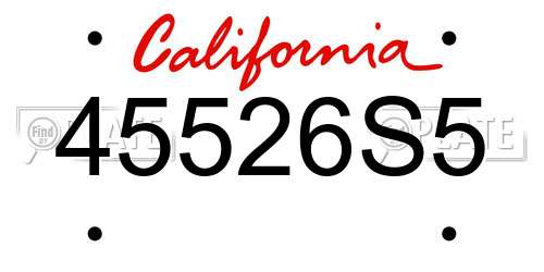 45526S5 California License Plate
