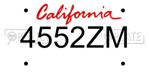 4552ZM California License Plate