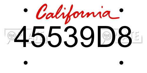 45539D8 California License Plate
