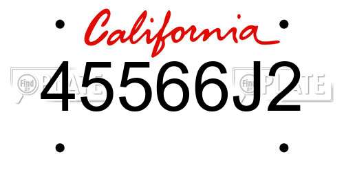 45566J2 California License Plate