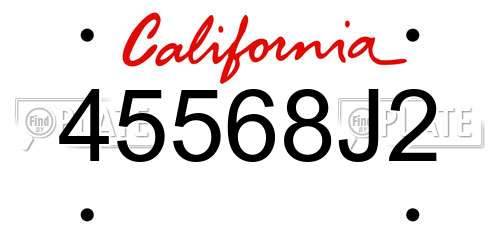 45568J2 California License Plate