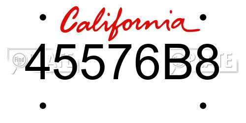 45576B8 California License Plate