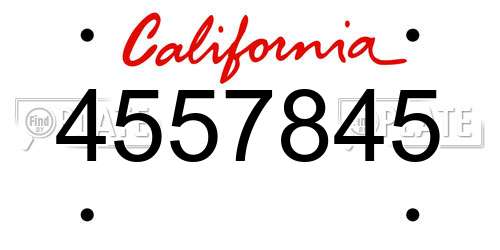 4557845 California License Plate