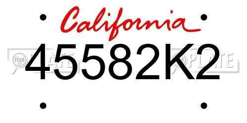 45582K2 California License Plate