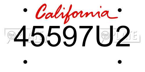 45597U2 California License Plate