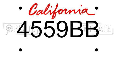 4559BB California License Plate