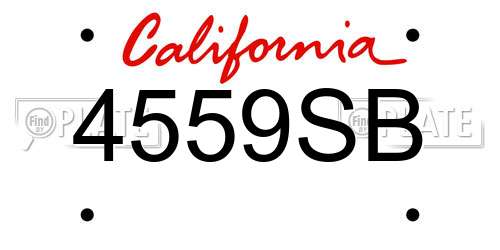 4559SB California License Plate