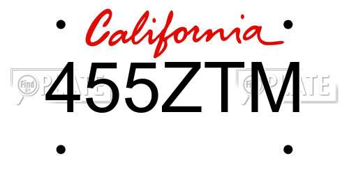 455ZTM California License Plate
