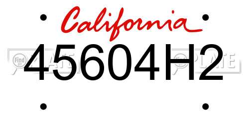 45604H2 California License Plate