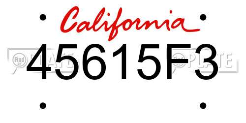 45615F3 California License Plate