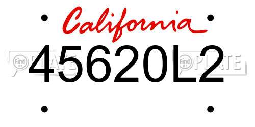 45620L2 California License Plate