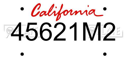 45621M2 California License Plate