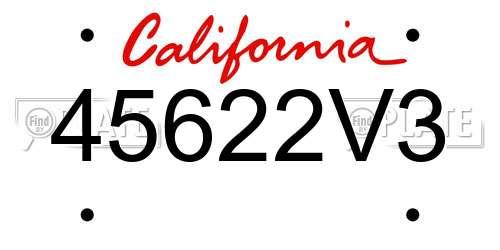 45622V3 California License Plate