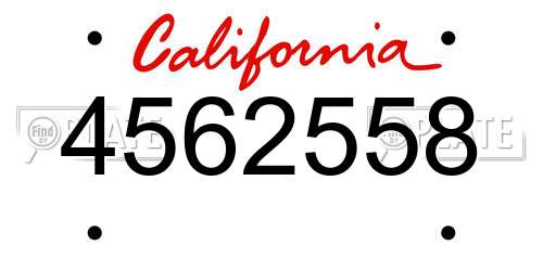 4562558 California License Plate
