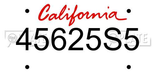 45625S5 California License Plate