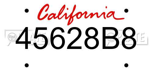 45628B8 California License Plate