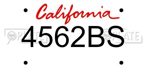 4562BS California License Plate