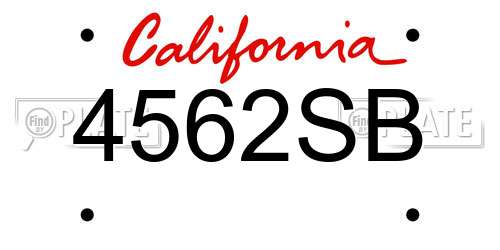 4562SB California License Plate