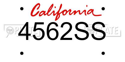 4562SS California License Plate