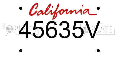 45635V California License Plate
