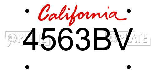 4563BV California License Plate