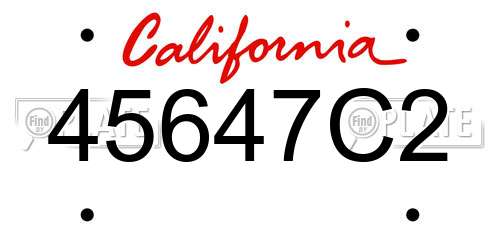 45647C2 California License Plate