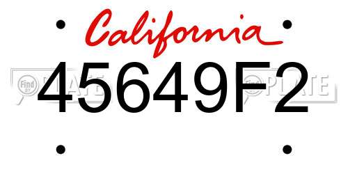 45649F2 California License Plate