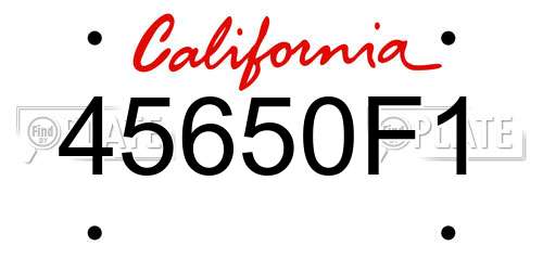 45650F1 California License Plate