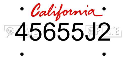 45655J2 California License Plate