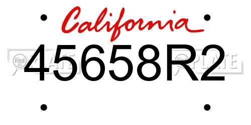 45658R2 California License Plate