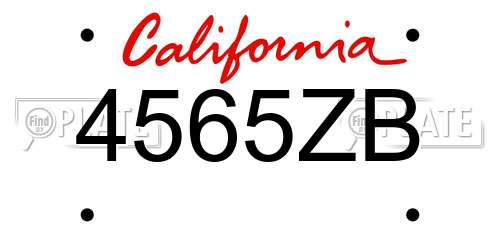 4565ZB California License Plate