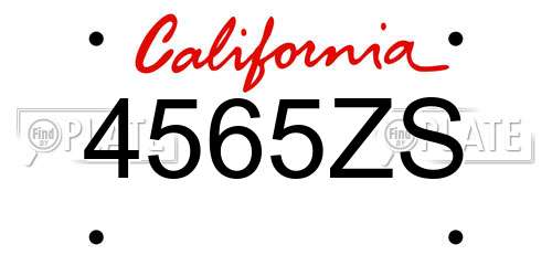 4565ZS California License Plate