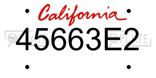 45663E2 California License Plate