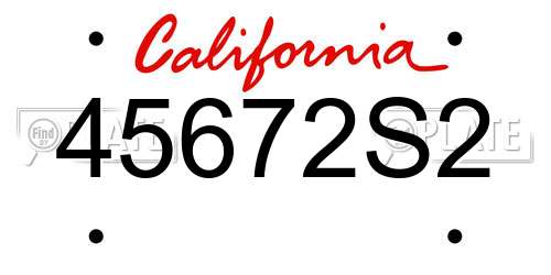 45672S2 California License Plate